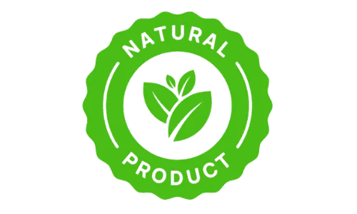 Natural and plant-based ingredients badge showing safe and chemical-free formulation.